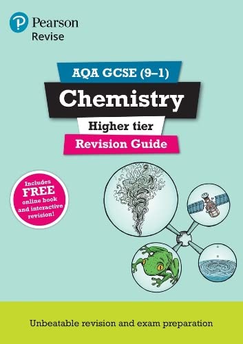Chemistry revision guide cover with science illustrations, teal background.
