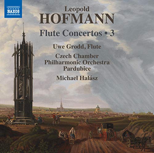 CD cover for Leopold Hofmann’s Flute Concertos, Vol. 3, with a tower image.