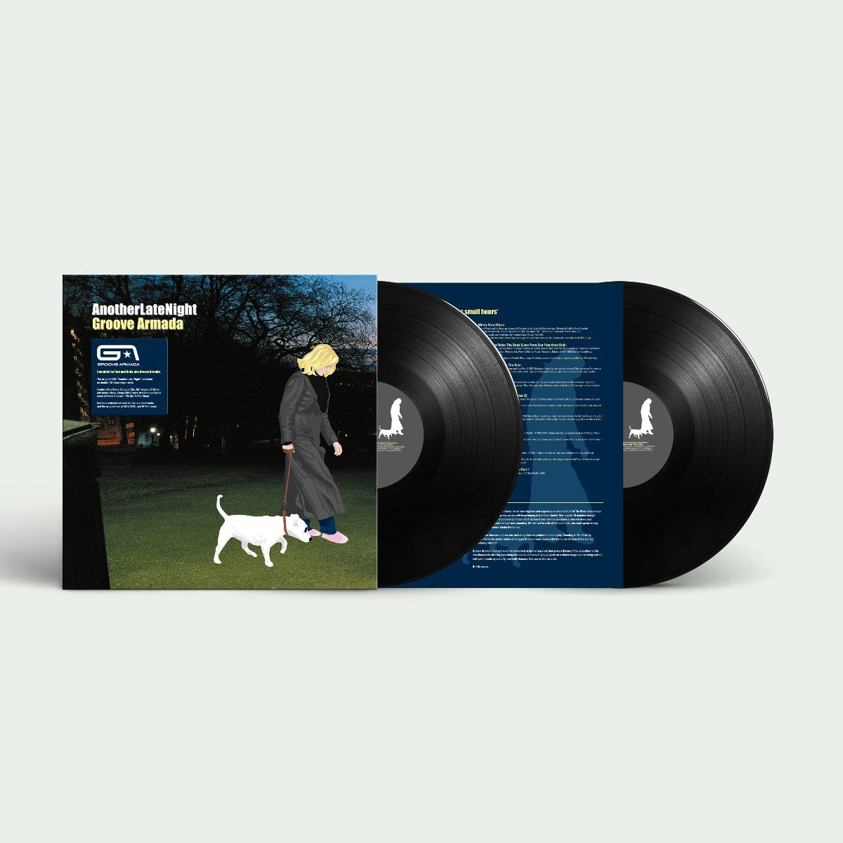 Groove Armada vinyl record with cover art featuring a dog and walker.