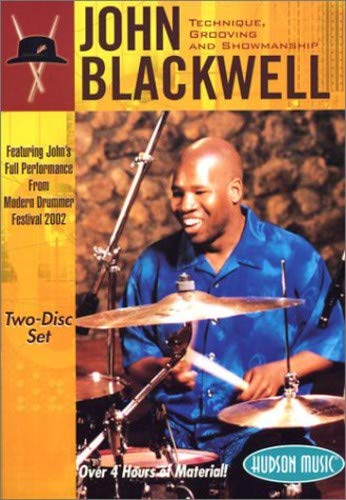 DVD cover featuring drummer John Blackwell performing, text reads "Technique, Grooving and Showmanship".