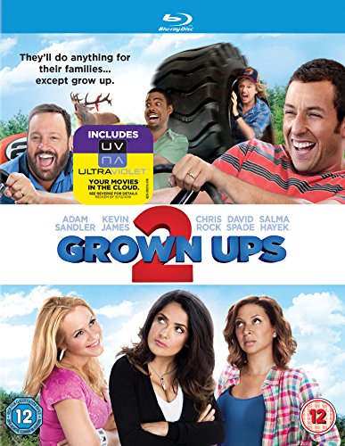 Blu-ray cover for Grown Ups 2 featuring the cast members against a sky background.