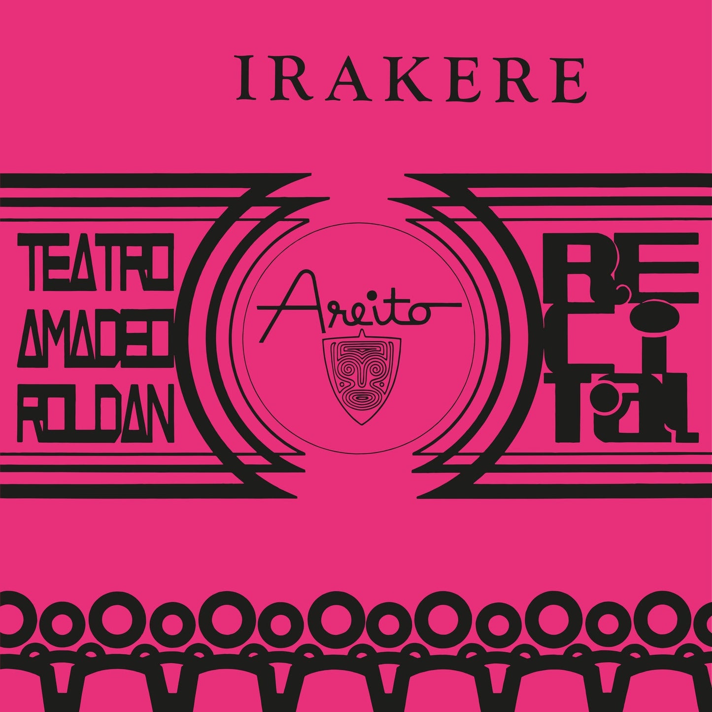 Pink album cover for Grupo Irakere’s “Teatro Amadeo Roldan Recital” vinyl.