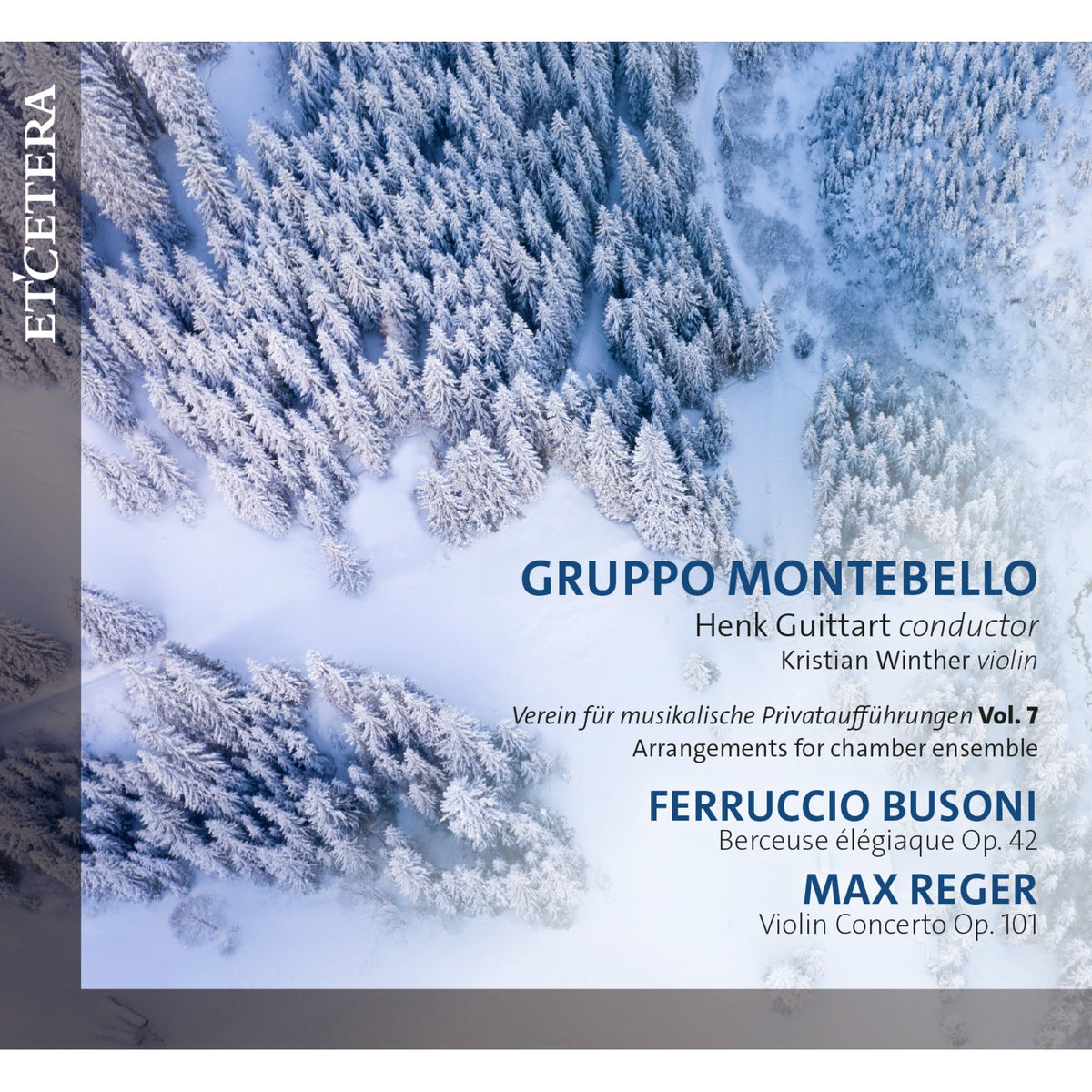 CD cover with snowy forest image and text listing composers Busoni & Reger.