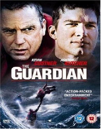 "The Guardian" DVD cover featuring two men and a rescue scene in turbulent waters.
