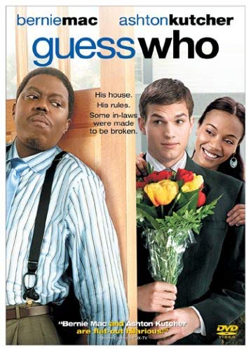 Guess Who" DVD cover featuring Bernie Mac, Ashton Kutcher, and Zoe Saldana.