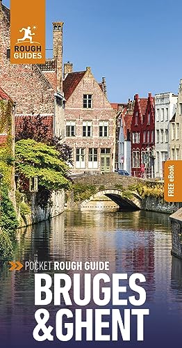 Bruges canal view on travel guide cover, with text “Bruges & Ghent”.