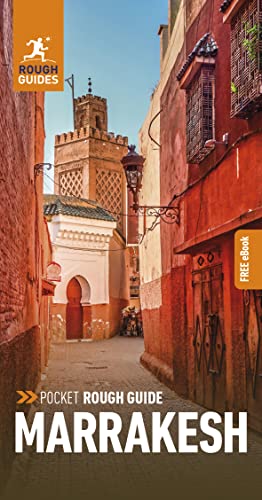 Travel guide cover for Marrakesh, showing a narrow street and tower.