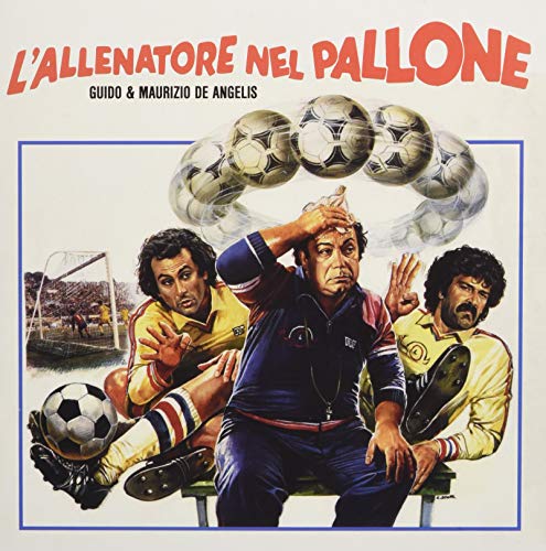 Vintage album cover featuring soccer players and a coach in action.