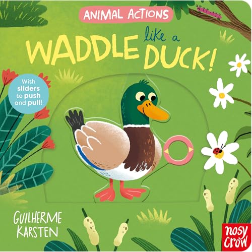 Children's book cover featuring an illustrated mallard duck in a green garden setting.
