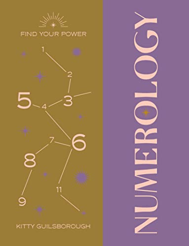 Book cover with numbers, lines, and the title "Find Your Power: Numerology".