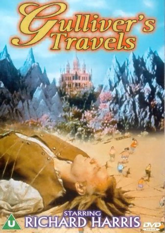 Gulliver's Travels DVD cover with a man lying down and a castle.