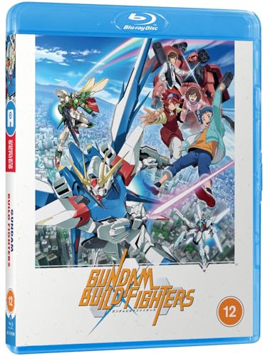 Blu-ray case for "Gundam Build Fighters" featuring anime characters and robots.