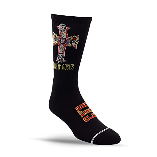 Black crew sock with Guns N' Roses Appetite for Destruction design.