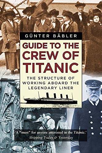 Book cover showing Titanic crew and passengers with a central title and ship illustration.