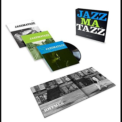 Guru’s Jazzmatazz Vol. 1 vinyl record with album artwork and insert.