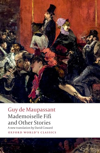 Book cover: “Mademoiselle Fifi” by Guy de Maupassant, painting of a crowded scene.