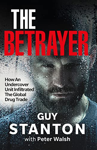 Book cover: "The Betrayer" featuring a shadowed face and rain effect.