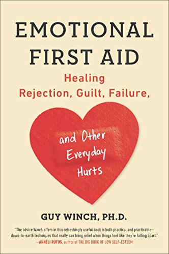 Book cover with red heart, title "Emotional First Aid" and author Guy Winch.