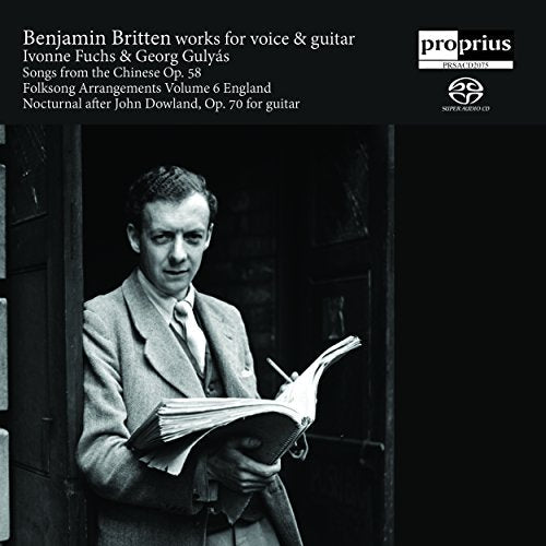 CD cover featuring a black and white portrait of composer Benjamin Britten.