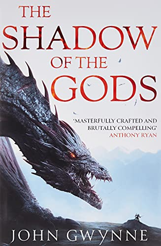 Book cover featuring a large, dark dragon looming over a small figure in mountains.