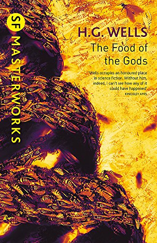 Book cover for "The Food of the Gods" by H.G. Wells, orange and brown tones.