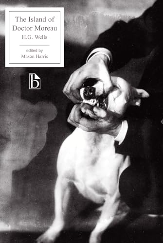 Book cover: "The Island of Doctor Moreau" with hands examining a dog.