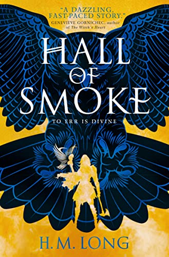 Book cover: dark blue wings framing a golden figure with a bird.