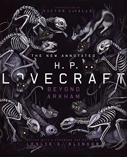 Book cover with skeletal cats and glowing eyes, titled “The New Annotated H.P. Lovecraft.”