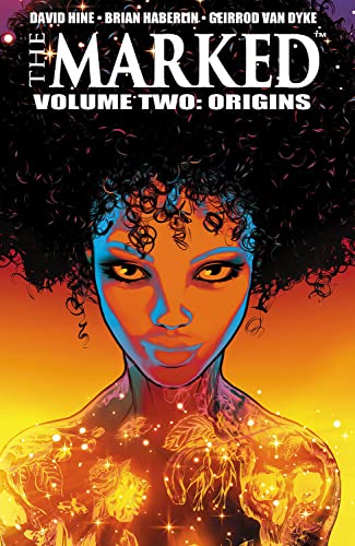 Comic book cover featuring a woman with curly hair against a glowing orange background.
