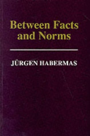 Book cover: "Between Facts and Norms" by Jürgen Habermas, purple background.