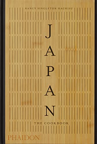 Cookbook cover: "Japan: The Cookbook" with a bamboo-textured background.