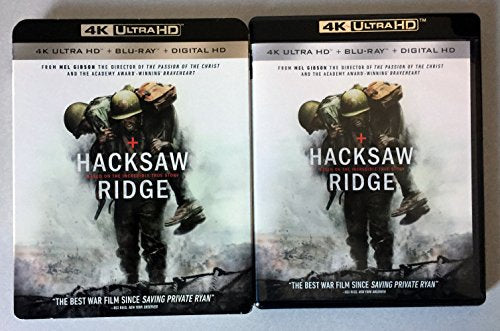Two "Hacksaw Ridge" Blu-ray cases featuring soldiers in battle.