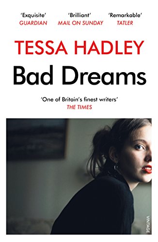 "Book cover with 'Bad Dreams' title, author's name, and a woman looking over shoulder."