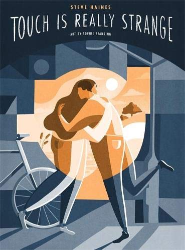 Book cover: couple embracing, stylized illustration, orange and blue tones.