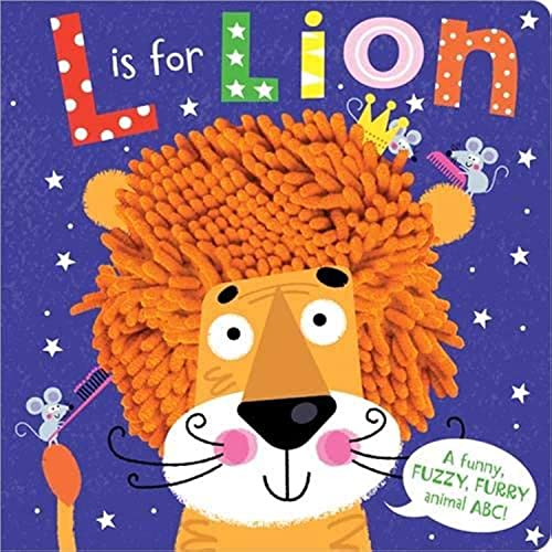 Board book cover with a fuzzy orange lion and letter "L".