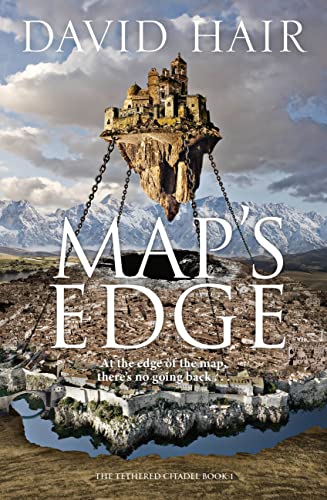 Book cover: Floating citadel with chains, mountains, and text "Map's Edge".