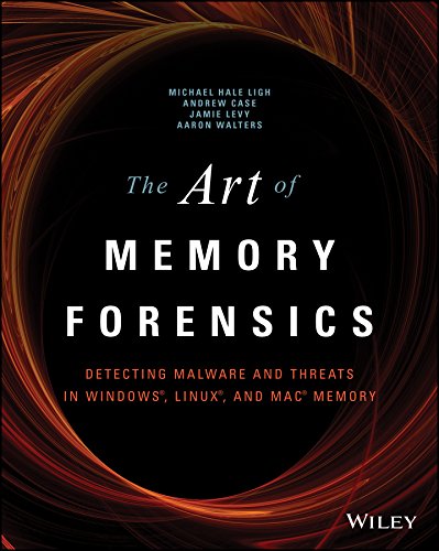 Book cover: "The Art of Memory Forensics" with abstract red swirl design.