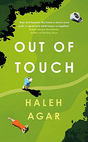 Book cover: "Out of Touch" by Haleh Agar, green background, figures.