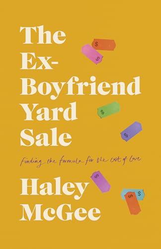 Book cover: "The Ex-Boyfriend Yard Sale" with scattered price tags.