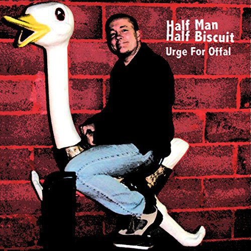 Album cover: man and ceramic duck against a red brick wall.