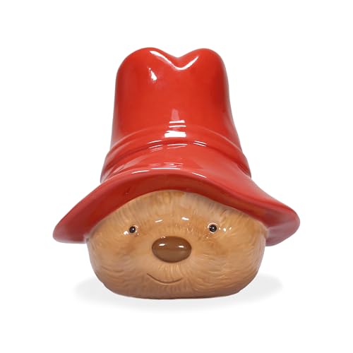 Ceramic Paddington Bear money box with a red hat.