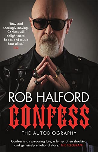 Book cover featuring Rob Halford, a metal singer, in sunglasses and a leather jacket.