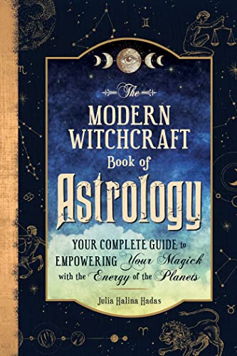 Book cover with astrology and witchcraft themes, celestial imagery, and gold accents.