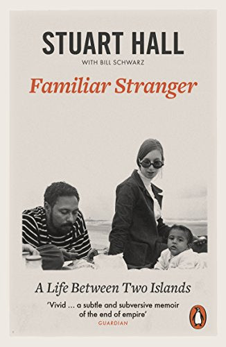 "Book cover with black and white family photo and title 'Familiar Stranger' in red text."
