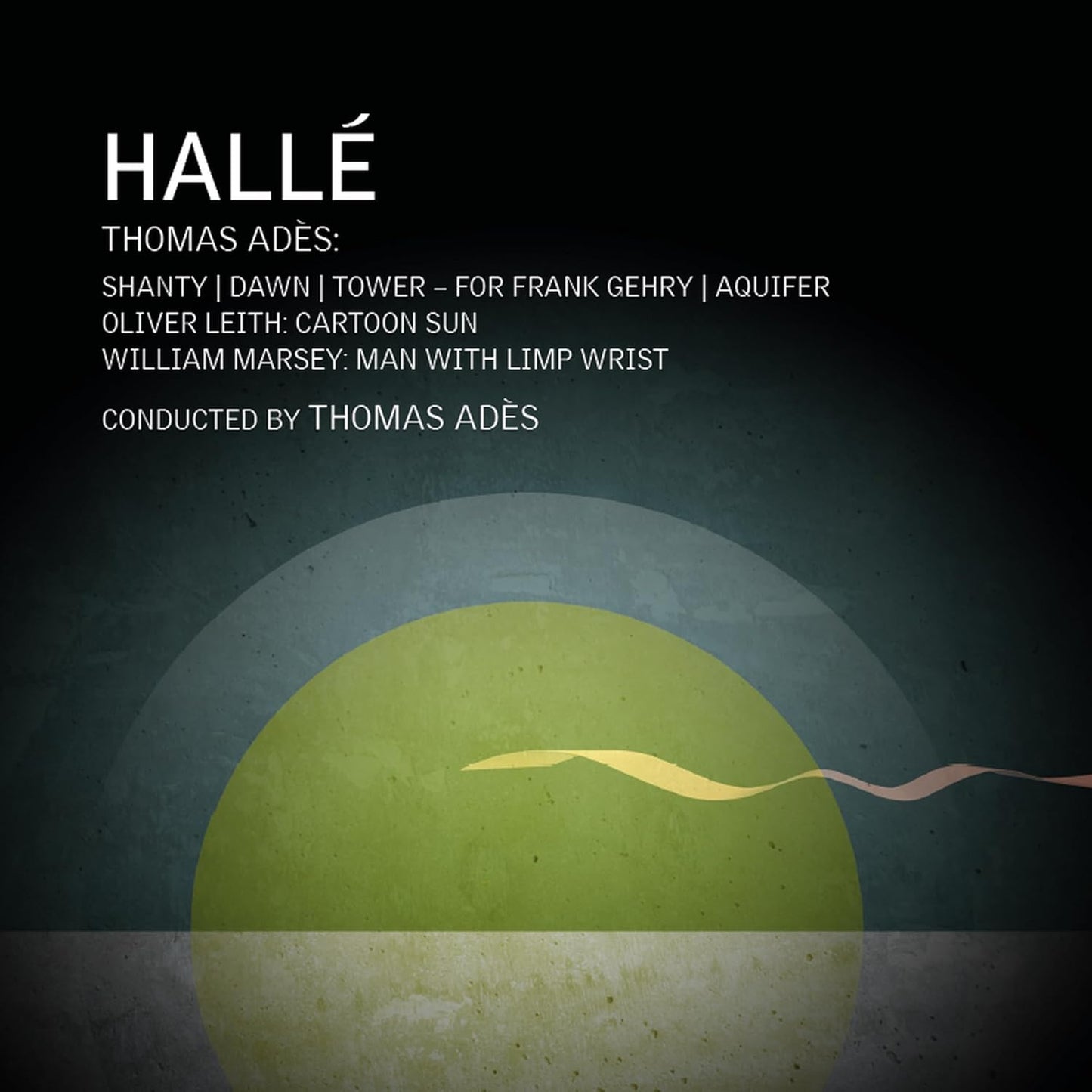 CD cover for “Halle / Ades” with abstract teal and gold design.