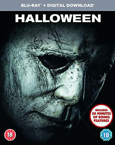 Halloween Blu-ray cover featuring a close-up of Michael Myers’ mask.