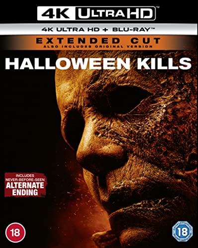 Halloween Kills Blu-ray cover featuring a close-up of Michael Myers’ mask.