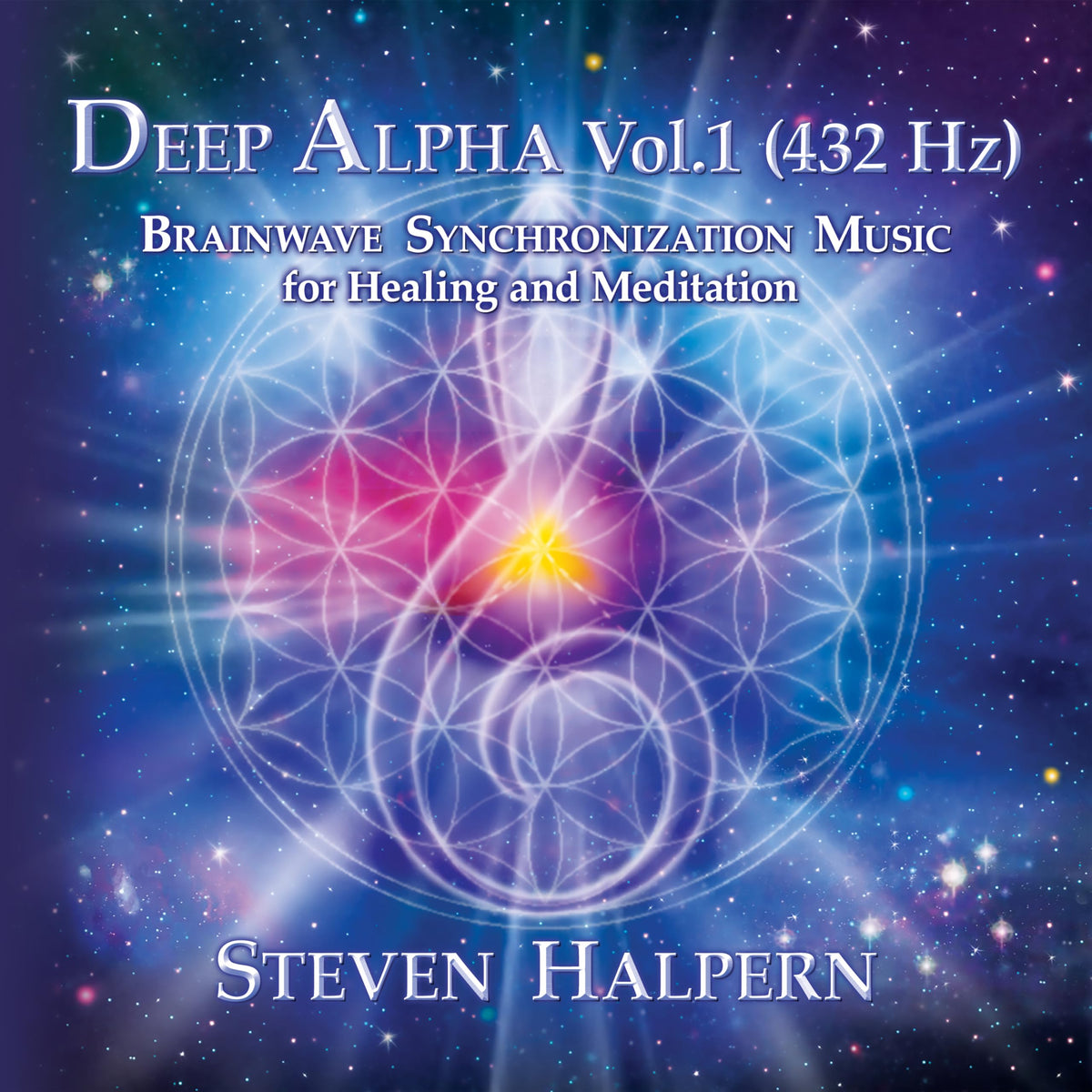 CD cover for “Deep Alpha Vol. 1” featuring a floral, cosmic design.