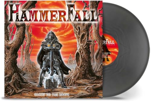 Hammerfall Glory to the Brave vinyl record featuring a knight in a forest.