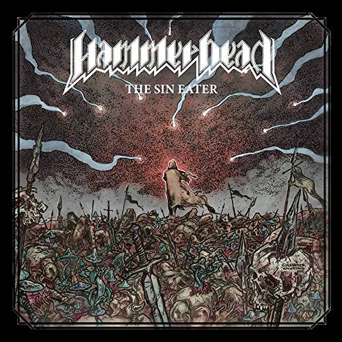 Hammerhead album cover: dark fantasy scene with a figure and battlefield.